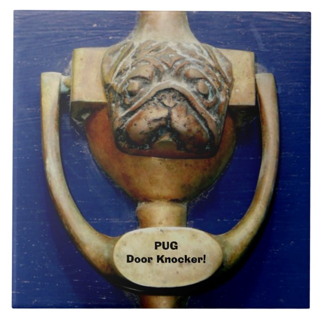 Ceramic Tile Pug Door Knocker England Kakelplatta (Framsidan)