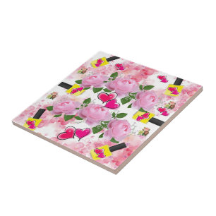 Ceramic Tile Rosa Hearts Gult Nagel polska Kakelplatta