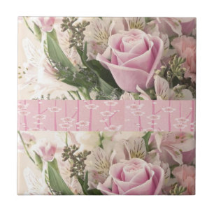 Ceramic Tile Rosa ros Blommigt Kakelplatta