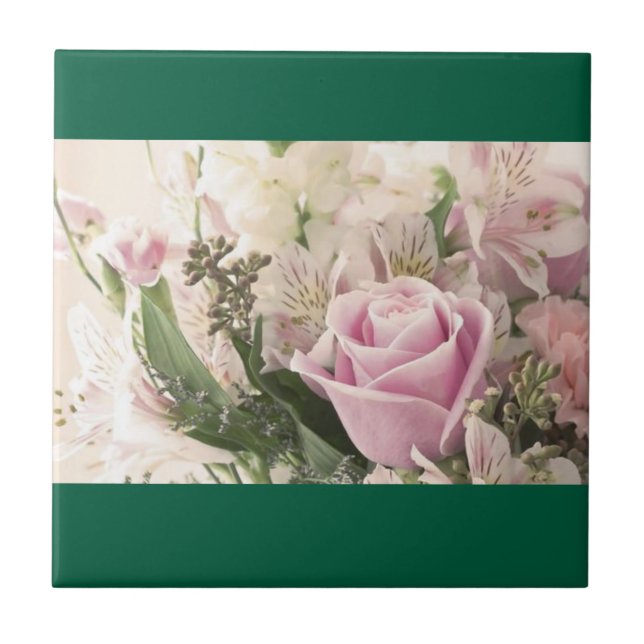 Ceramic Tile Rosa ros Blommigt Kakelplatta (Framsidan)