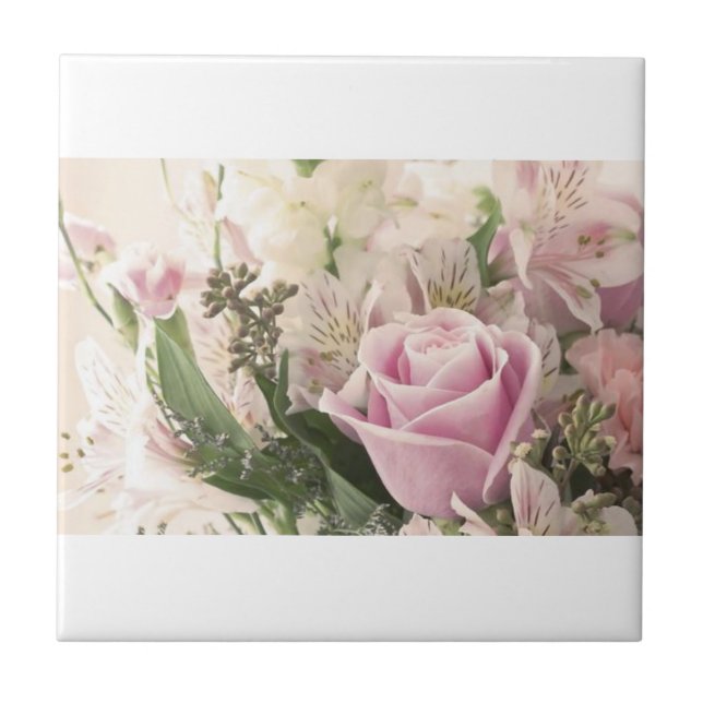 Ceramic Tile Rosa ros Blommigt Kakelplatta (Framsidan)