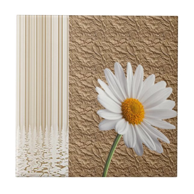 Ceramic Tile Rustic Beige Flower Blommigt Serenity Kakelplatta (Framsidan)