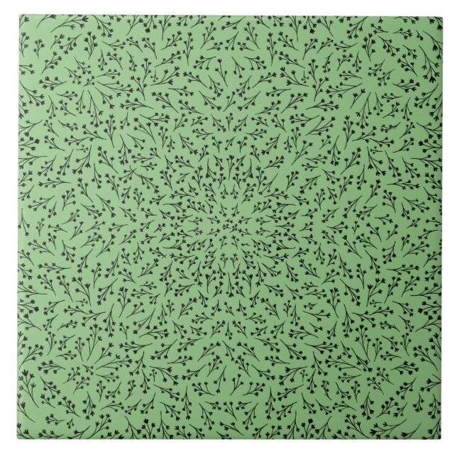 Ceramic Tile Sage Green Botanical Vine Decor Kakelplatta (Framsidan)