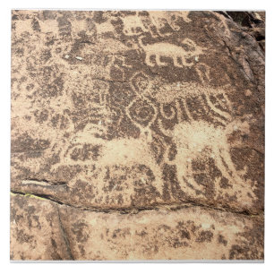 Ceramic Tile Southwest Petroglyph Hieroglyph Kakelplatta