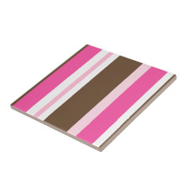 Ceramic Tile Stripe Chic Brown & Pink Stripe Kakelplatta