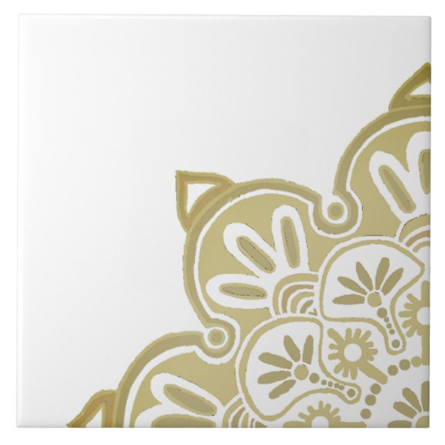 Ceramic Tile Taupe Medallion vit Kakelplatta (Framsidan)