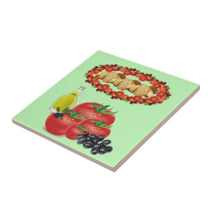 Ceramic Tile Tomato, Olivolja, Olivolja, Bröd Kakelplatta