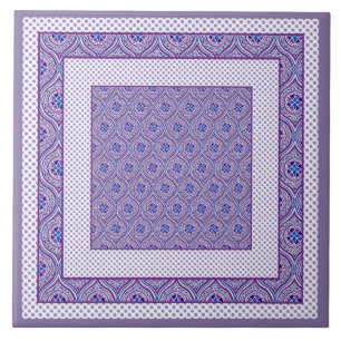 Ceramic Tile, Trivet Mauve and White Ogees, Polkas Kakelplatta