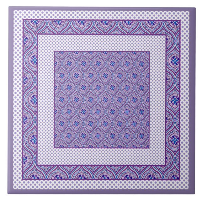 Ceramic Tile, Trivet Mauve and White Ogees, Polkas Kakelplatta (Framsidan)