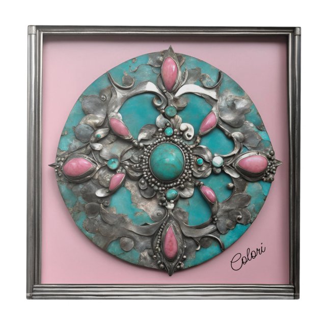 Ceramic Tile Verdigris och Rosa Kakelplatta (Framsidan)