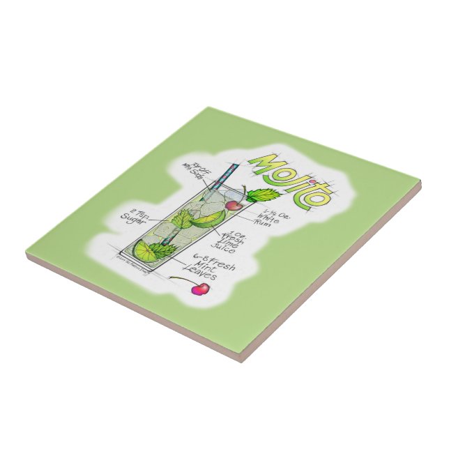 CERAMIC TILES - MOJITO RECIPE COCKTAIL ART KAKELPLATTA (Sidan)