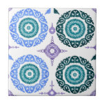 Ceramic Wall Tile – Portuguese Blue & Teal. Kakelplatta<br><div class="desc">Bring Mediterranean elegance to your home with this beautifully detailed ceramic wall tile featuring intricate medallions in shades of blue, teal, and lavender. Inspired by traditional Portuguese azulejos and Moorish motifs, this timeless design adds sophistication to kitchen backsplashes, bathroom walls, garden accents, or decorative wall art. Perfect for creating a...</div>