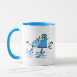Ceramic Whimsical Blue Birds Mug Mugg