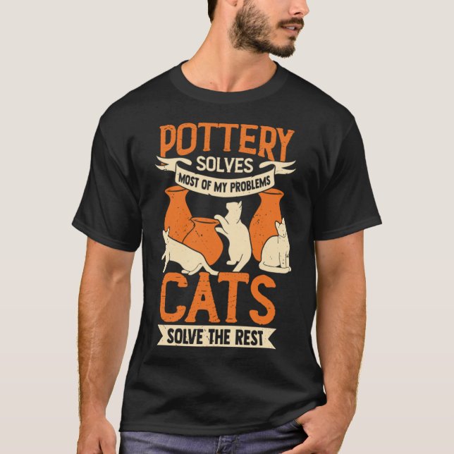 Ceramicist Pottery Maker Cat Lover Gift family T Shirt (Framsida)