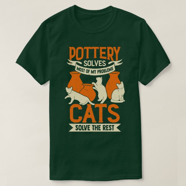 Ceramicist Pottery Maker Cat Lover Gift T Shirt (Design framsida)