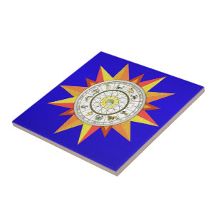 Ceramisk apelasstrologi Zodiac Blue Kakelplatta