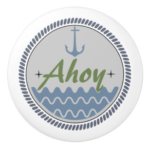 Ceramisk dragning, kustlevande design, blå ahoy knopp