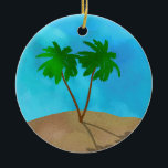 Ceramisk för Watercolor Handflatan Träd Beach Scen Julgransprydnad Keramik<br><div class="desc">Ornament på en strandscen med tropiska handflatan,  sand och himlar som framställs av en digital kollage av vattenfärg och mönstrad bilder</div>
