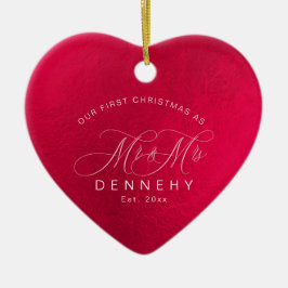 Ceramisk hjärta Första jul, Iridescent Red Julgransprydnad Keramik