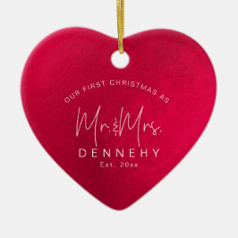 Ceramisk hjärta Första jul, Iridescent Red Julgransprydnad Keramik