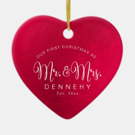 Ceramisk hjärta Första jul, Iridescent Red Julgransprydnad Keramik