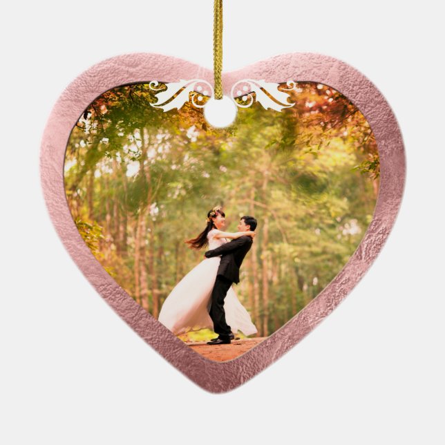 Ceramisk hjärtfaux Ro Guld+Guld Julgransprydnad Keramik (Baksidan)