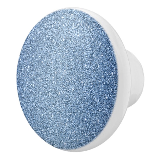 Ceramisk kabinett Knob-Blue Faux Glitter Knopp (Höger)