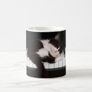Ceramisk kaffe Mugg-Piano Kitten Kaffemugg