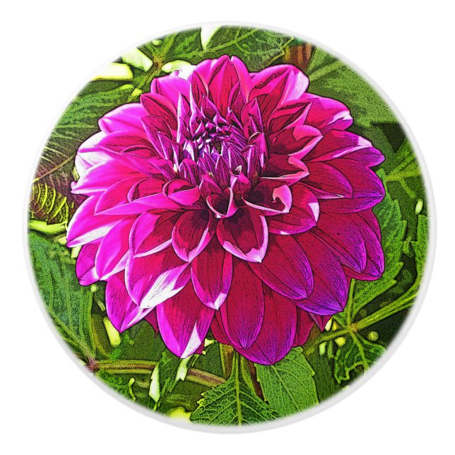 CERAMISK KNOB MED ROSA DAHLIA KNOPP (Framsidan)