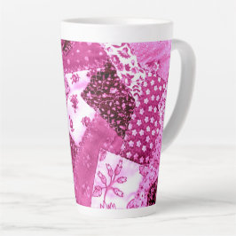 Ceramisk Kopp Mugg Blommigt Quilt Rosa White