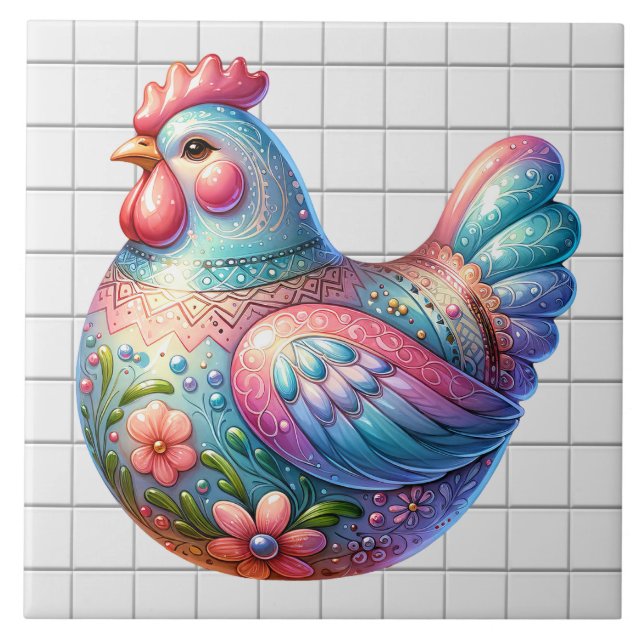 Ceramisk kyckling kakelplatta (Framsidan)