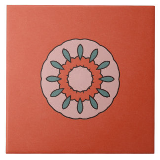 Ceramisk platå- Blå och Rosa Kaleidoskop Blommor Kakelplatta