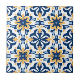 Ceramisk platta - Azulejo Gult Blue White Kakelplatta