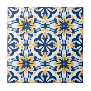 Ceramisk platta - Azulejo Gult Blue White Kakelplatta