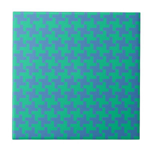 Ceramisk platta, Emerald och Blue Dogtooth Check Kakelplatta