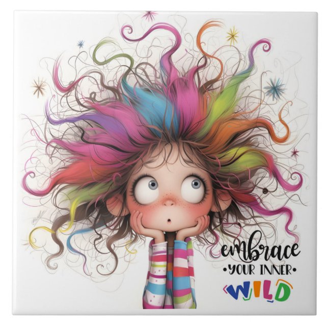 Ceramisk platta för Quirky Girl Inner Vild Kakelplatta (Framsidan)