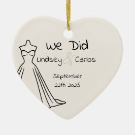 Ceramisk prydnadsföremål bröllop namn, första julm julgransprydnad keramik