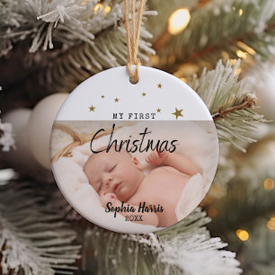Ceramisk prydnadsföremål, första jul, Nyfödd bebis Julgransprydnad Keramik