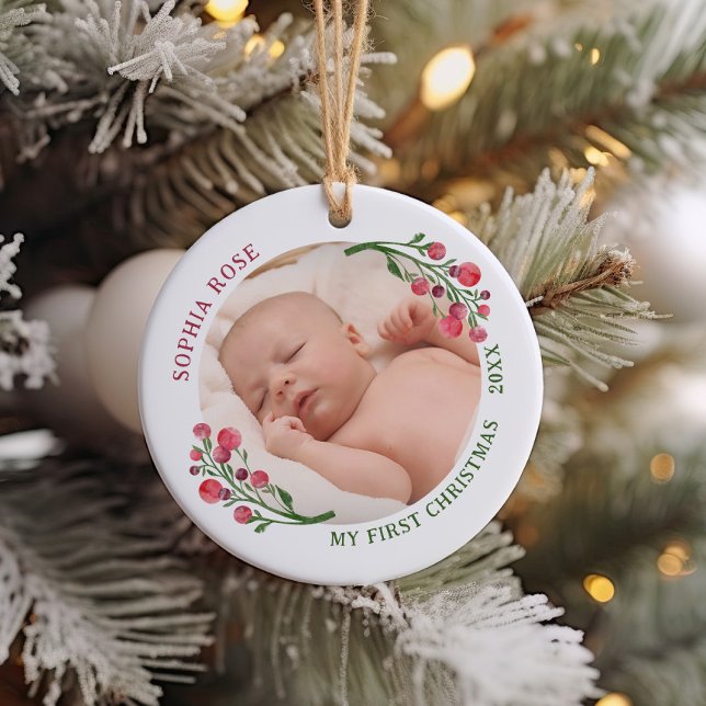 Ceramisk prydnadsföremål i Nyfödd bebis vid jul Julgransprydnad Keramik (Skapare uppladdad)