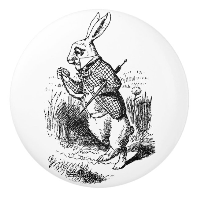 Ceramisk pull - Alice i Wonderland Theme, kanin Knopp (Framsidan)