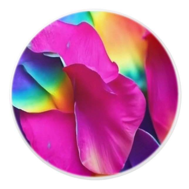 Ceramisk pull - Rosie Rainbow Flower Petals Knopp (Framsidan)