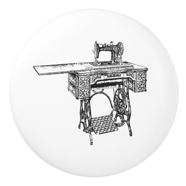 Ceramisk pull - Vintage Sewing Theme, Singer Knopp (Framsidan)