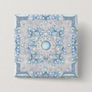 Ceramisk snöre himmel blå &snöflinga knapp