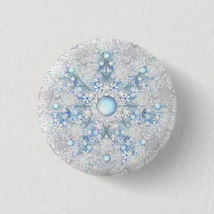 Ceramisk snöre himmel blå &snöflinga knapp