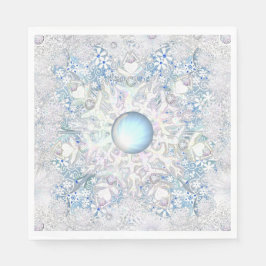 Ceramisk snöre himmel blå &snöflinga pappersservett