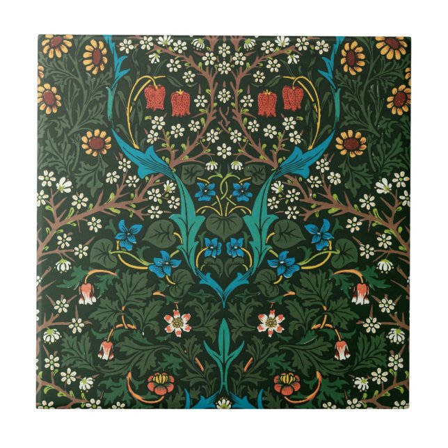CERAMISK TIL MED WILLIAM MORRIS "TULIPS"-KONSTRUKT KAKELPLATTA (Framsidan)