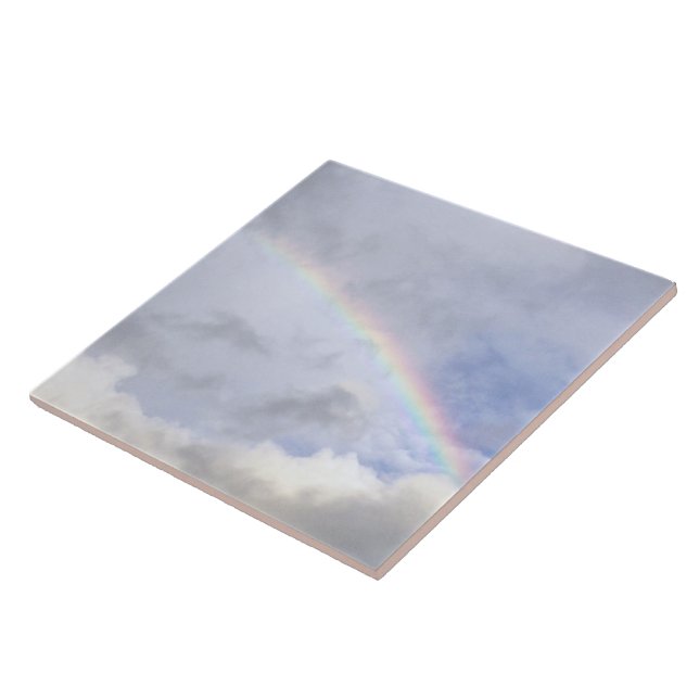 CERAMISK TIL/TRIVET, "RAINBOW IN THE CLOUY" KAKELPLATTA (Sidan)
