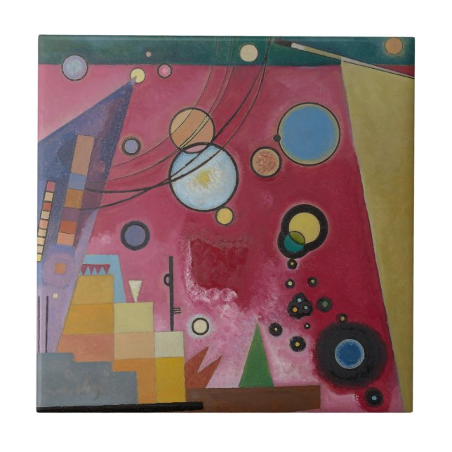 CERAMISK TIL: WASSILY KANDINSKY : HEAVY RED 1924 KAKELPLATTA (Framsidan)