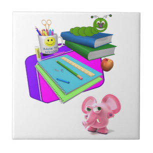 Ceramisk Tile Back to school Rosa Gris Kakelplatta