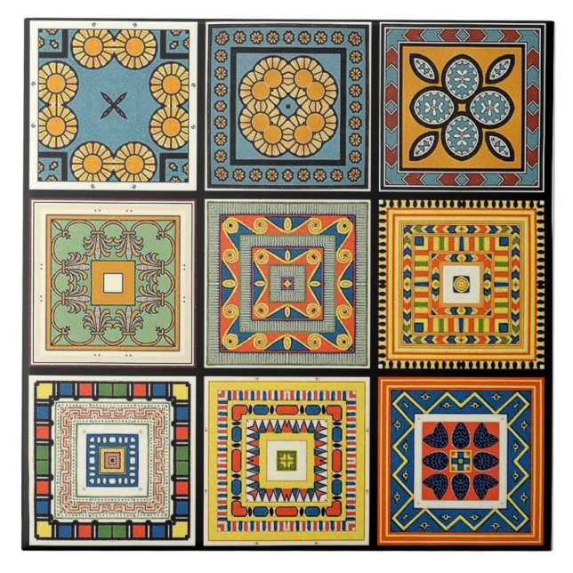 Ceramisk Tile - Egyptiska Mönster Kakelplatta (Framsidan)